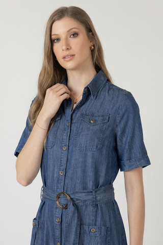 Belted Utility Midi Dress