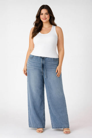 Drawstring Waist Denim Pant