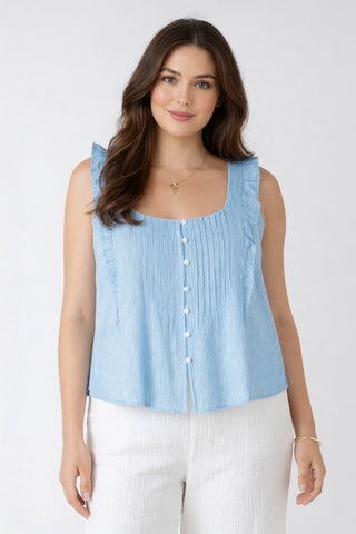 Pintuck Ruffle Detail Tank