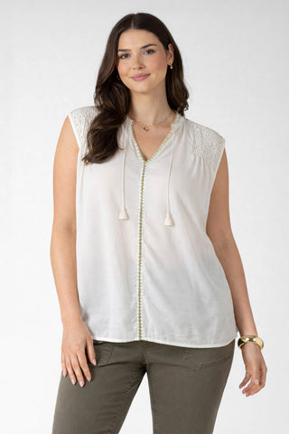 Beaded Contrast Trim Blouse