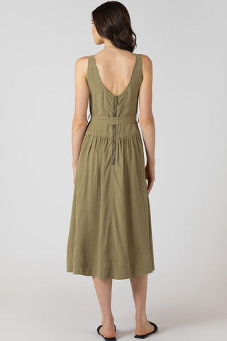 Belted Drop Waist Midi Dress