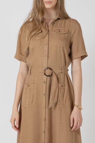 Belted Utility Midi Dress