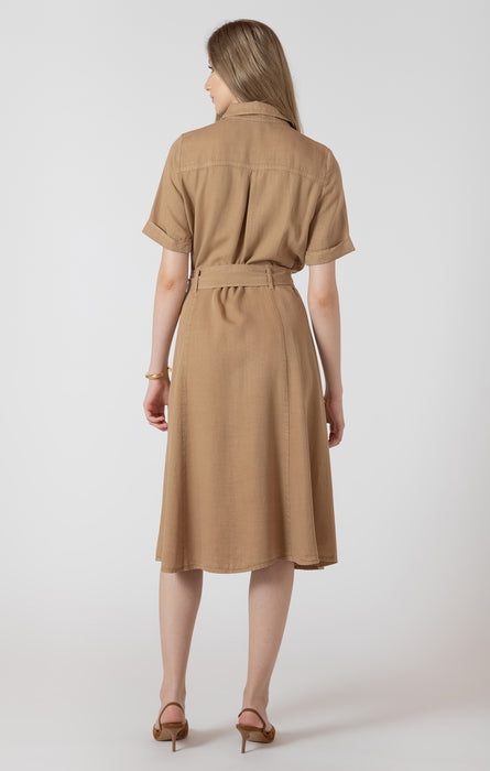 BELTED UTILITY MIDI DRESS