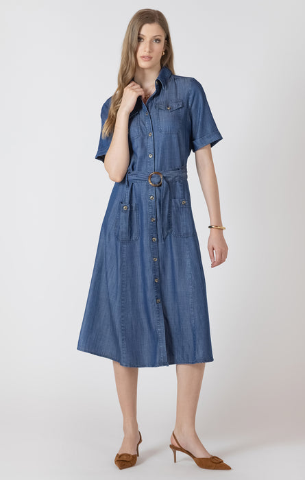 BELTED UTILITY MIDI DRESS