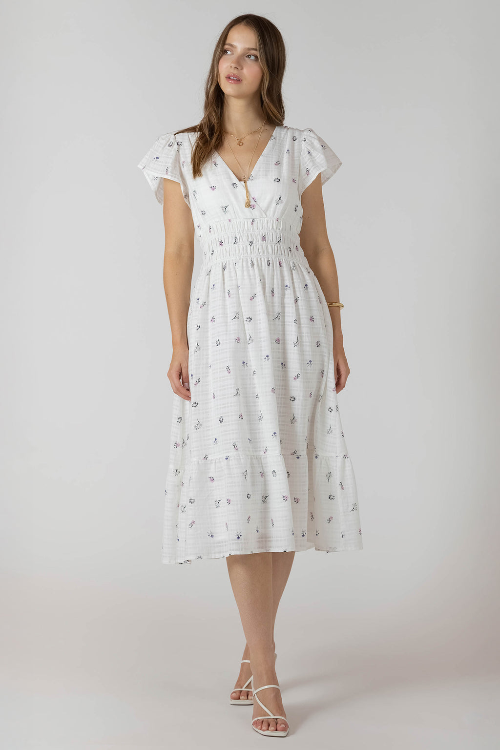 WRAP FRONT TIERED MIDI DRESS - DAINTY ROSES collection from Dex Clothing