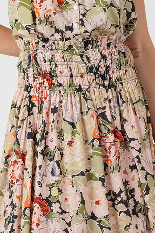 Smocked Waist Midi Skirt