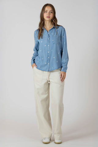 Chemise boutonnée brodée