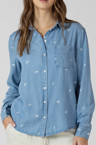 Chemise boutonnée brodée