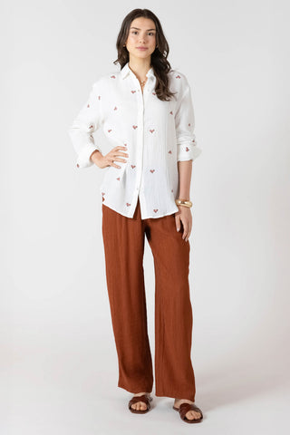 Textured Button Front Blouse