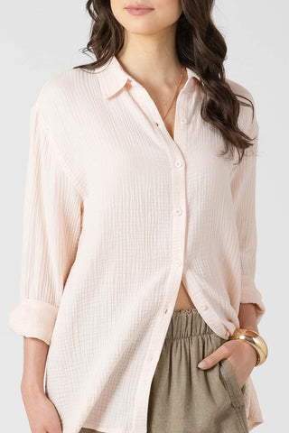 Textured Button Front Blouse