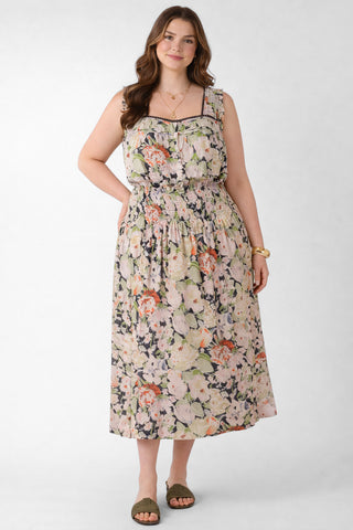 Smocked Waist Midi Skirt