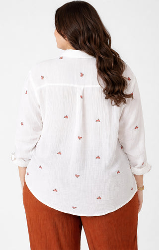 Textured Button Front Blouse