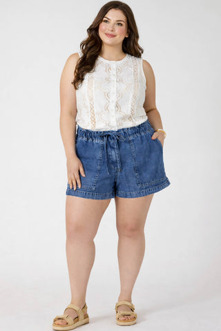 Drawstring Denim Shorts