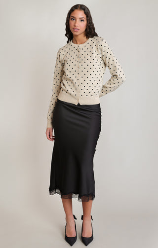 Jupe en satin et dentelle