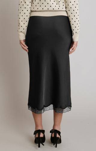Jupe en satin et dentelle