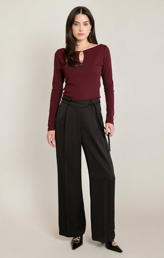 Belted Satin Pants