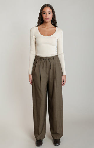 Pantalon plissé à cordon de serrage
