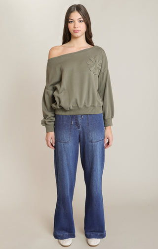 Sweat-shirt brodé floral
