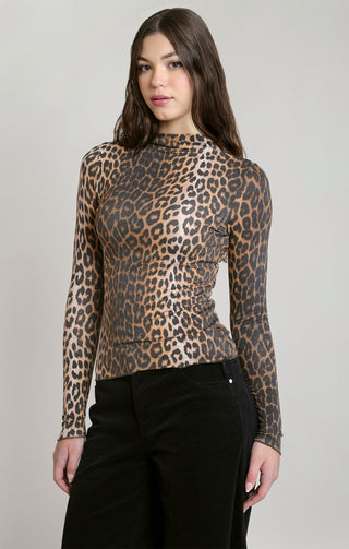 Leopard Mock-Neck Top