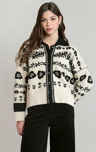 Gilet en jacquard à fleurs