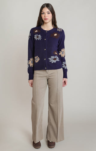 Cardigan doux à fleurs