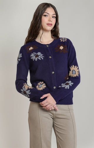 Cardigan doux à fleurs