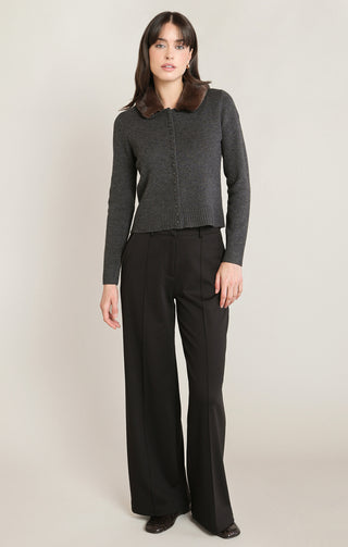 Cardigan à col en fourrure