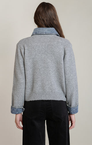 Denim Trim Sweater Shirt