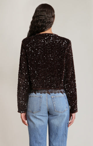 Dex Velvet Sequin Jacket in Chocolate | Dex Clothing