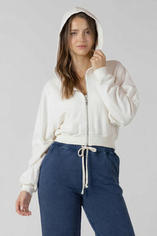 Cropped Zip-Front Hoodie