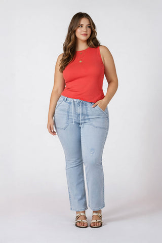 Asymmetrical Button Detail Tank