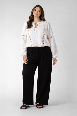 Lace Insert Textured Blouse