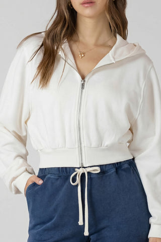 Cropped Zip-Front Hoodie