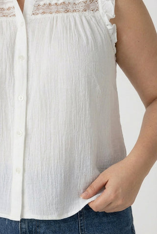 Lace Insert Button Front Blouse
